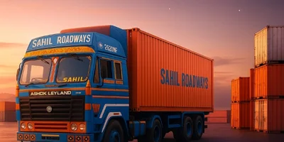 sahil-roadways-logistics-truck-evening